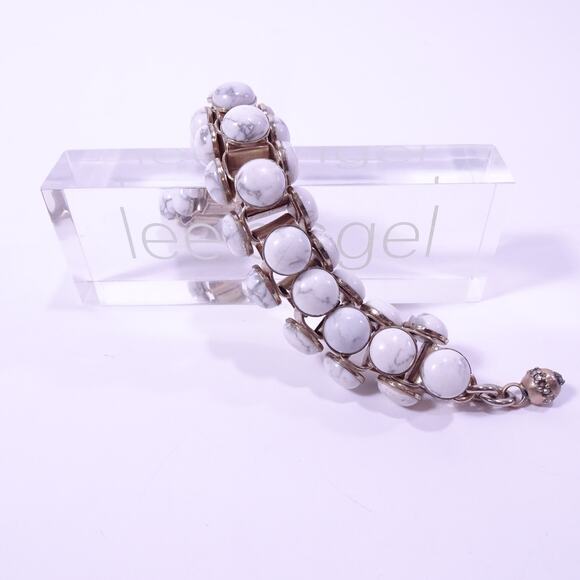 Lee Angel Neiman Marcus Women's Howlite Stone Box Link  Bracelet NWT 220 - Picture 1 of 7
